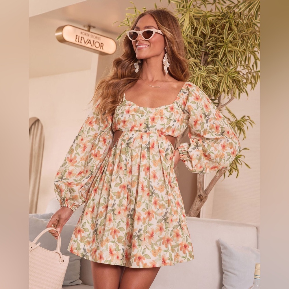 Vici Floral Puff Sleeve Dress 100% Cotton‎ Size S